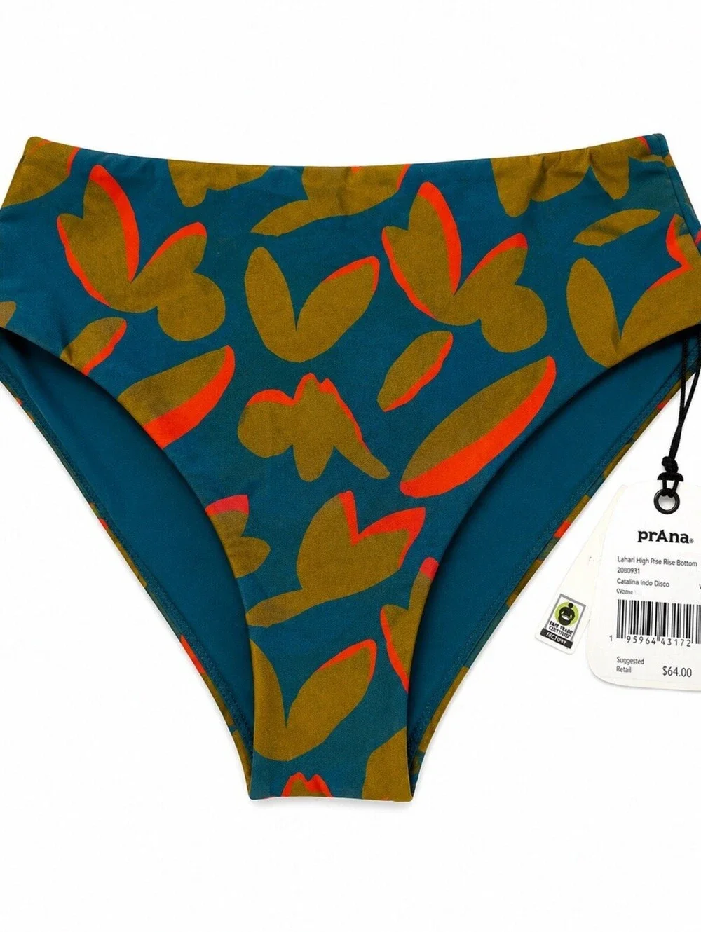 Prana Lahari High Rise Bikini Bottom Catalina Indo Disco Women’s M NWT Swim